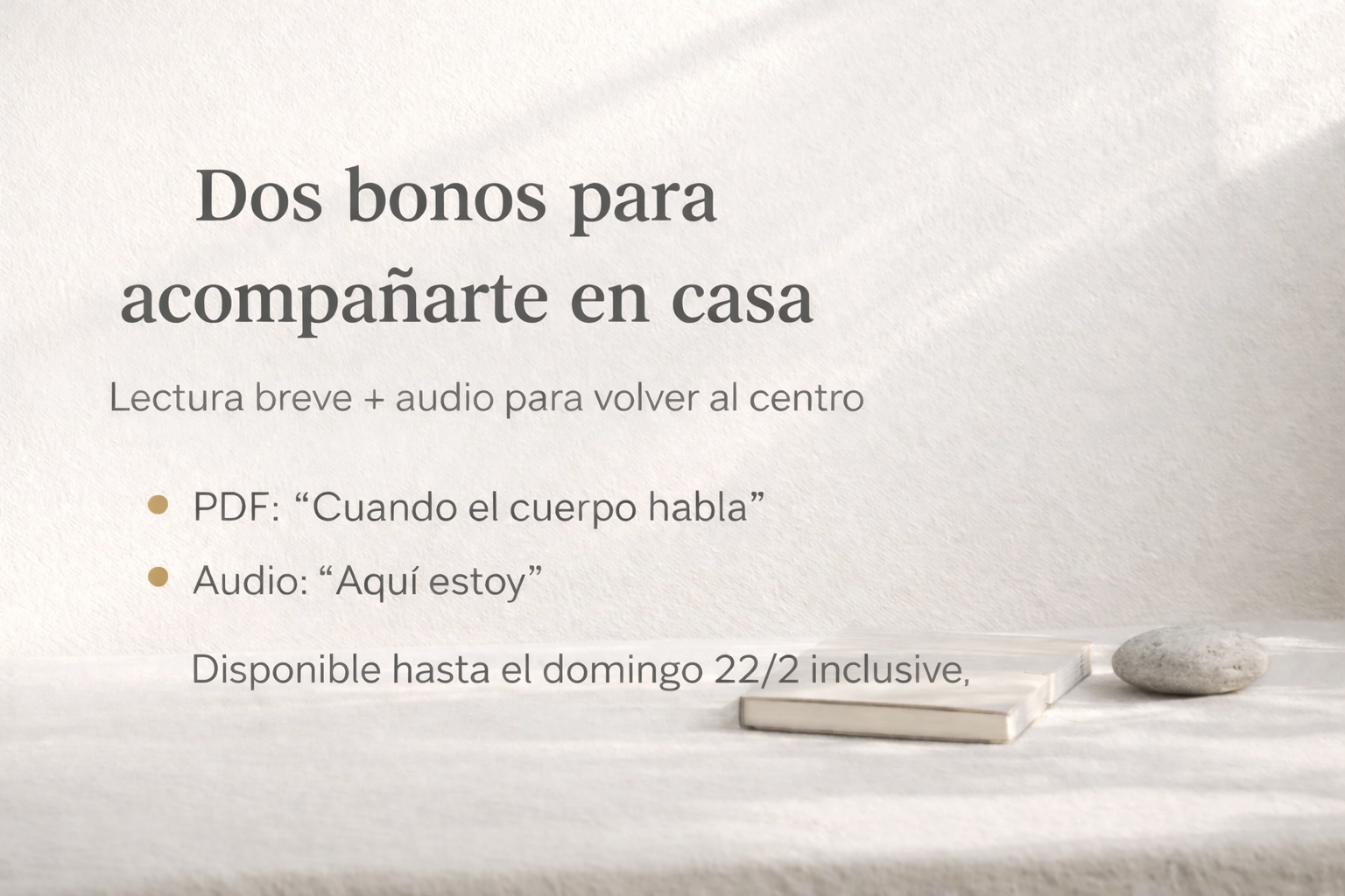 Bono por 48 horas: PDF 'Cuando el cuerpo habla' + audio 'Aqui estoy: una pausa para sentirte'